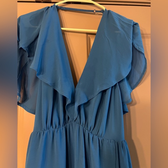 Blue Flowy Midi/High Low Dress - Picture 5 of 6